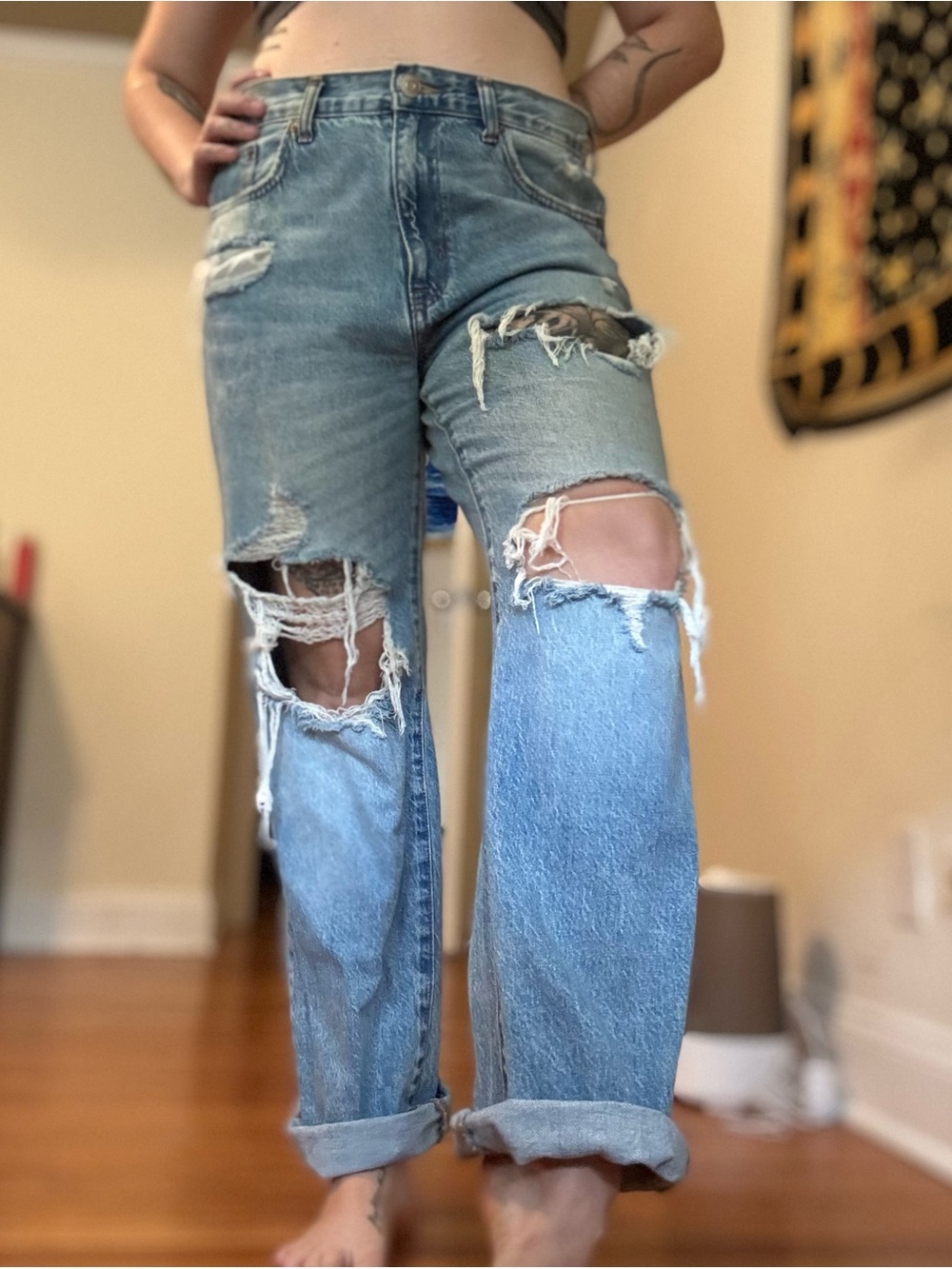 Aeropostale Light Blue Distressed Boyfriend Jeans